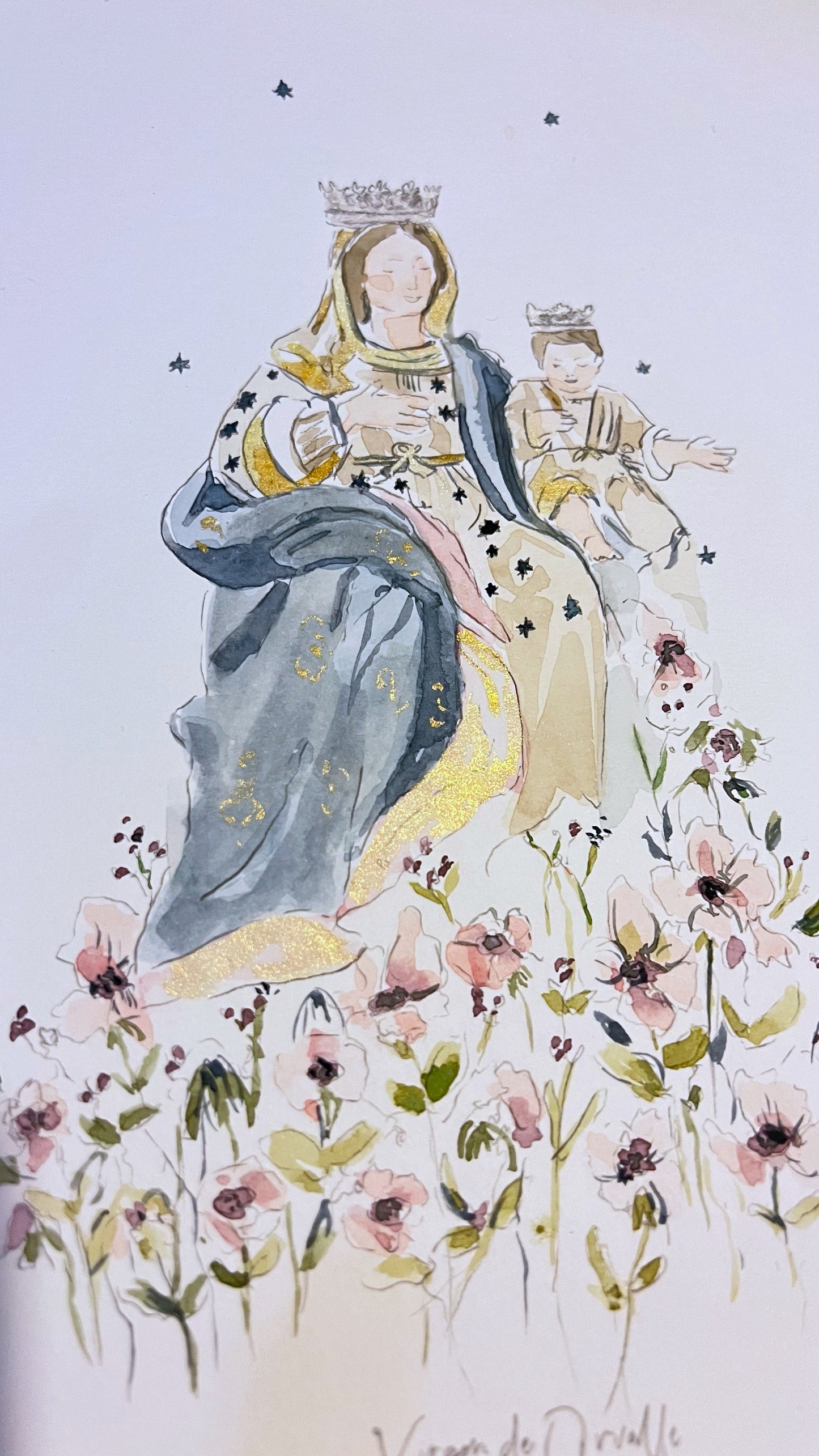 ACUARELA VIRGENCITA A4
