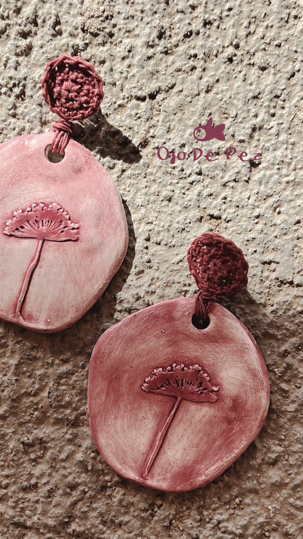 PENDIENTES CERÁMICA CON CROCHET “UMBELA”