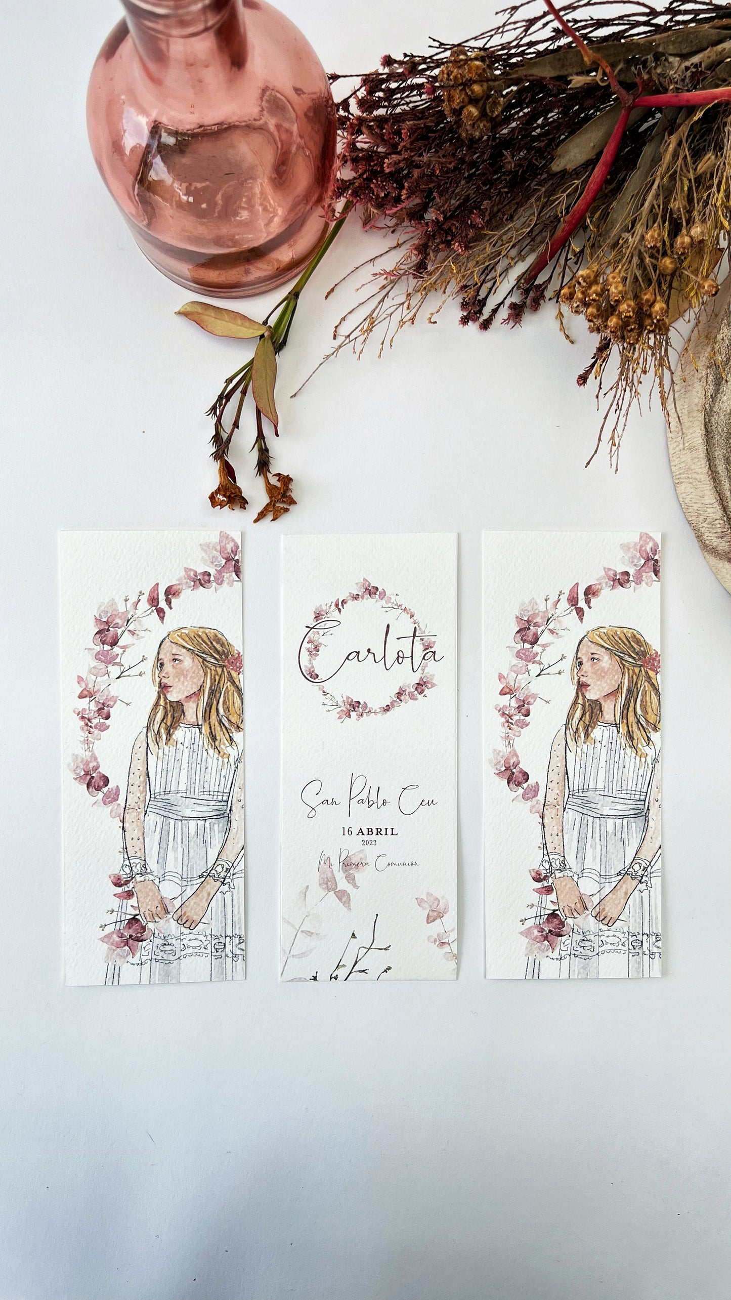 RECORDATORIOS MARCAPAGINAS con ilustración personalizada