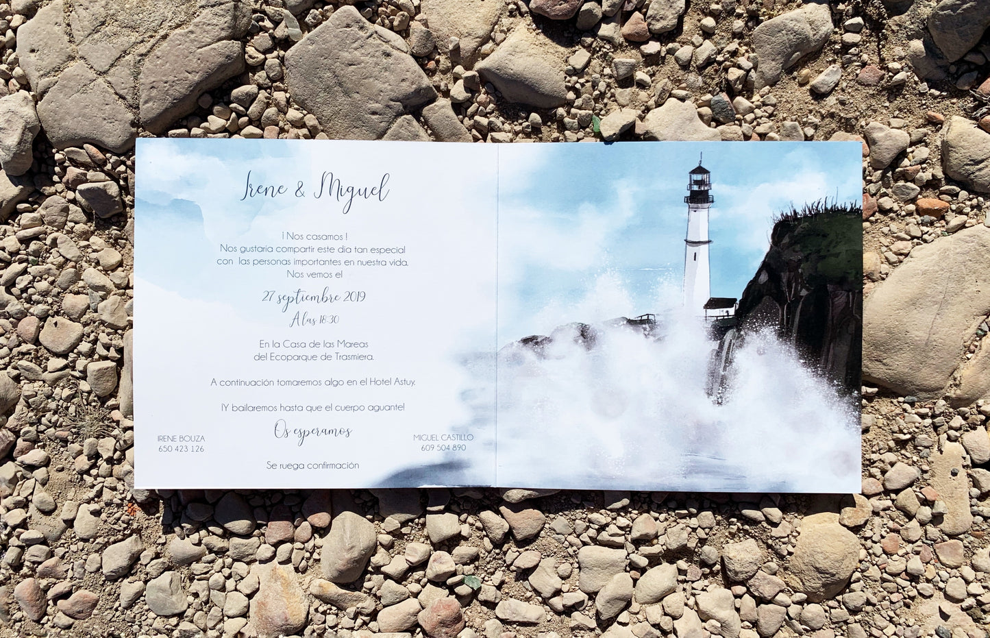 INVITACIONES DÍPTICO + SOBRE PERSONALIZADAS