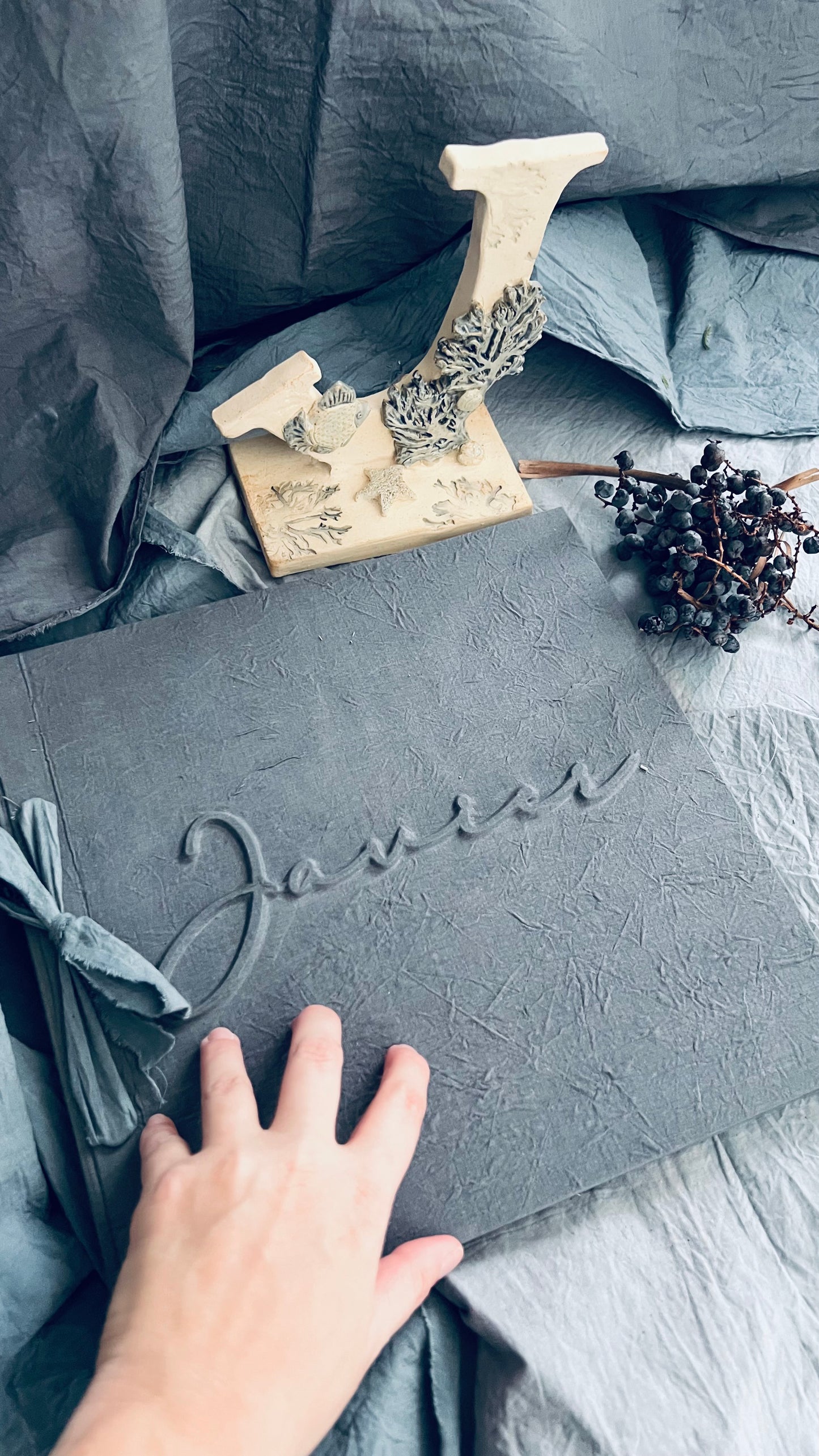 LIBRO COMUNIÓN EN TELA CON LAZO Y NOMBRE EN RELIEVE