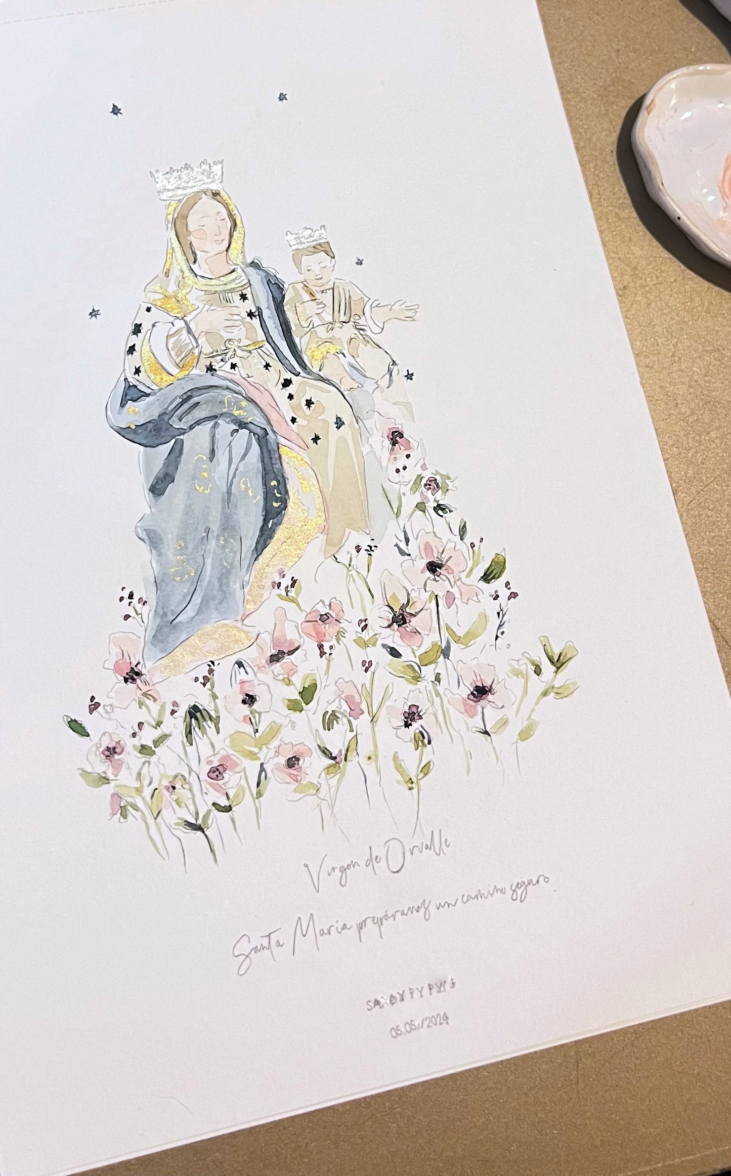 ACUARELA VIRGENCITA A4