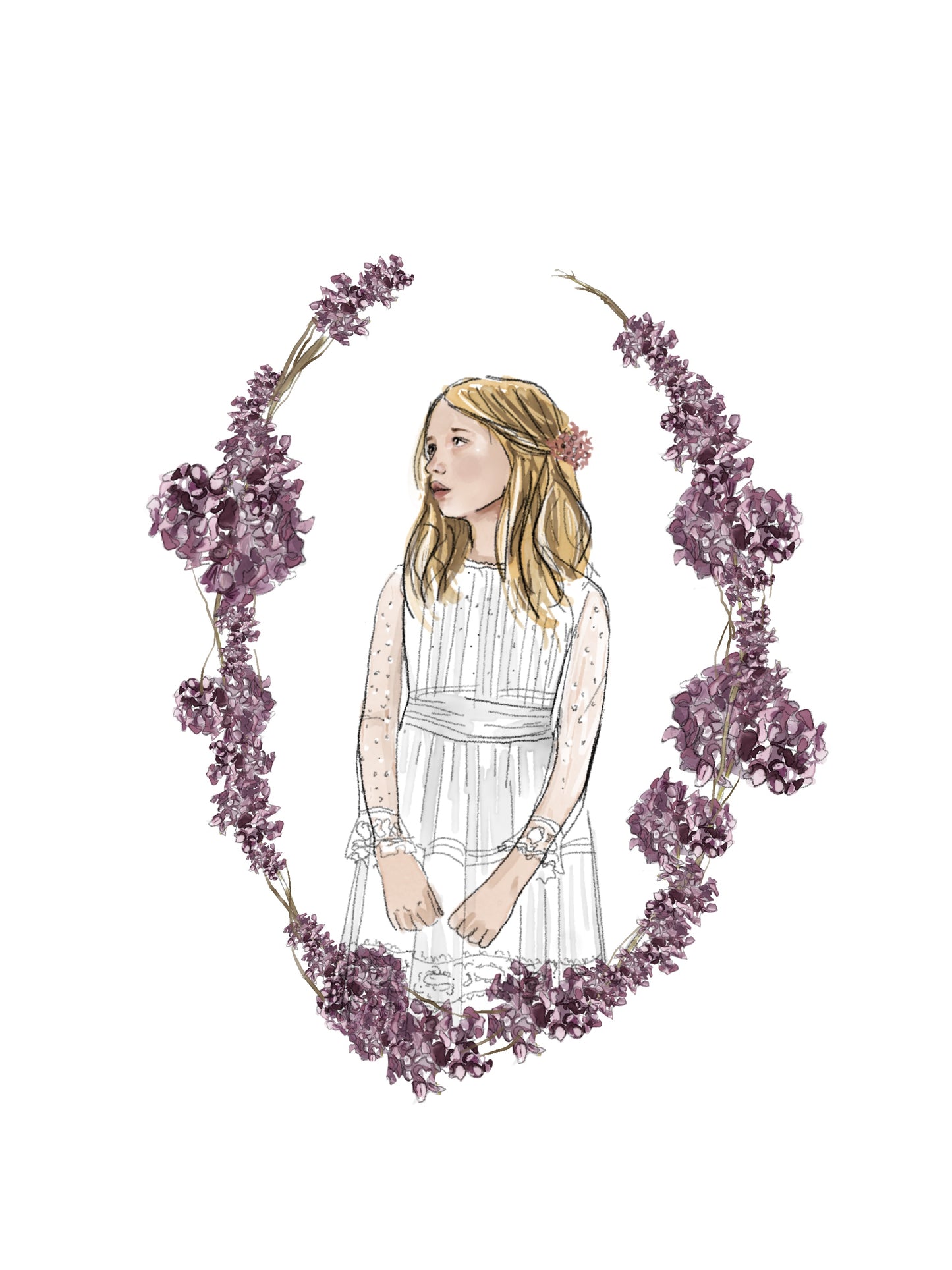 ILUSTRACIÓN DIGITAL COMUNIÓN CON FLORES