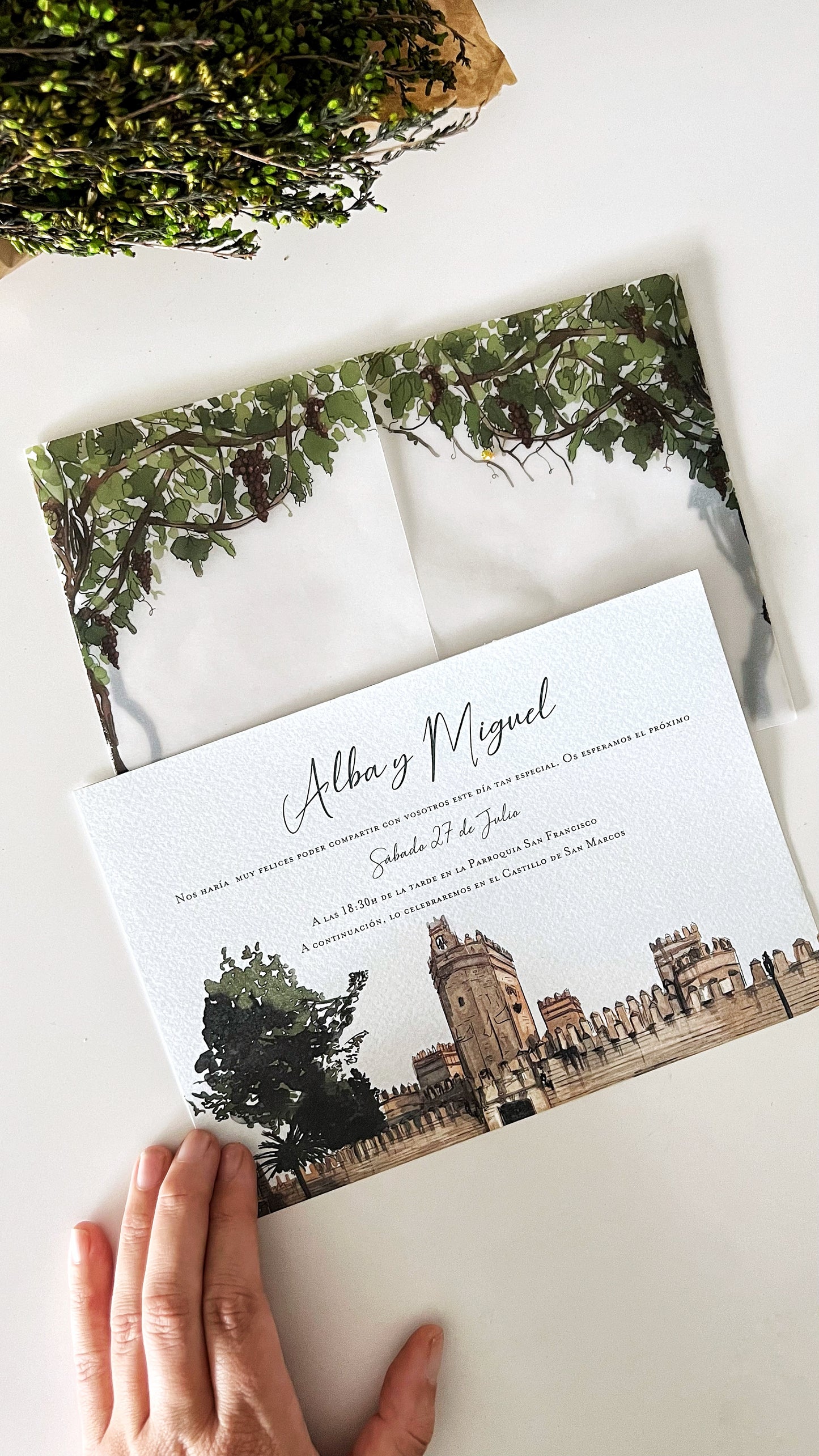 INVITACIONES DÍPTICO + SOBRE PERSONALIZADAS