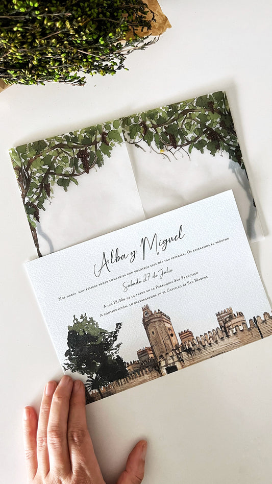 INVITACIONES DÍPTICO + SOBRE PERSONALIZADAS