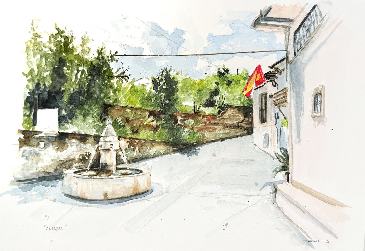 ACUARELA PAISAJE Y EDIFICIO A4