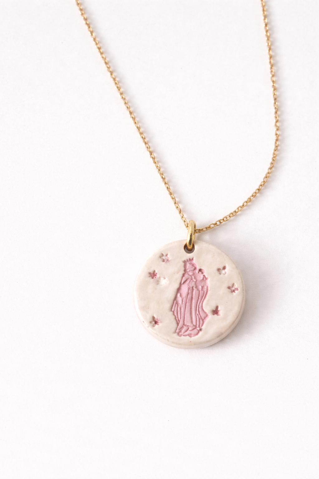 MEDALLA CERÁMICA VIRGEN DEL CARMEN CON CADENA