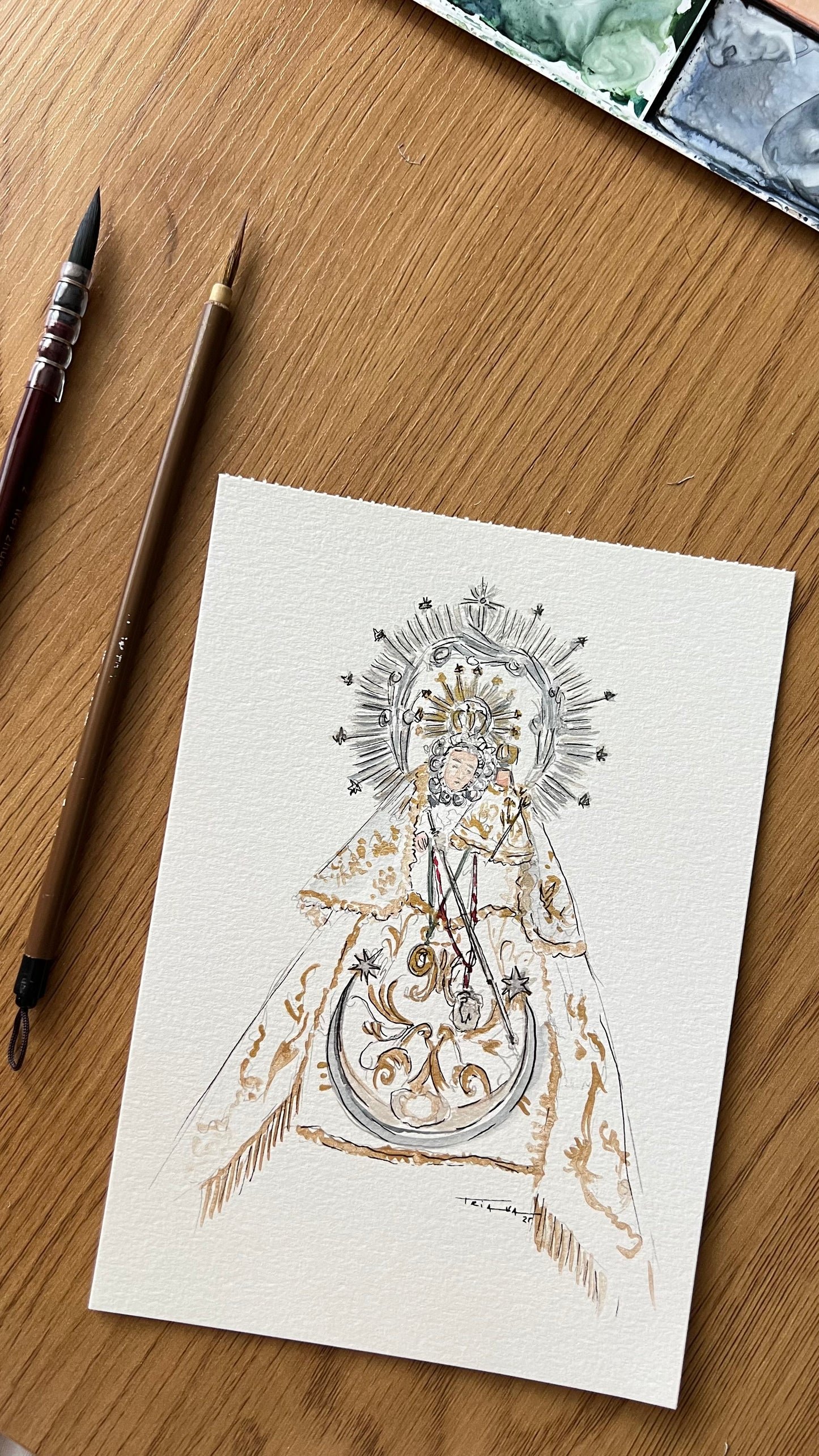ACUARELA VIRGENCITA A5