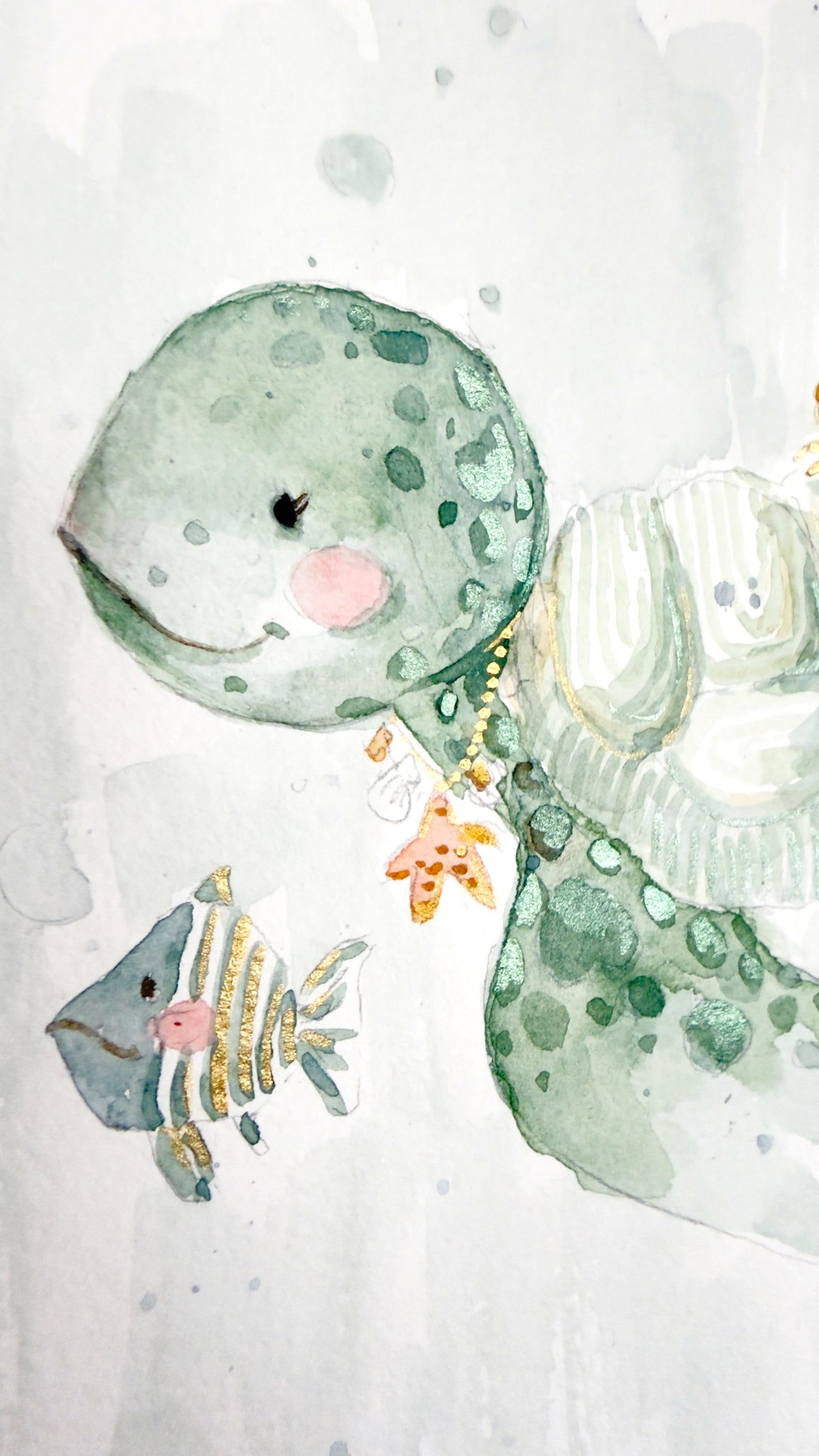 LAMINA O PINTADA A PINCEL NATALICIO  TORTUGUITA PERSONALIZADA